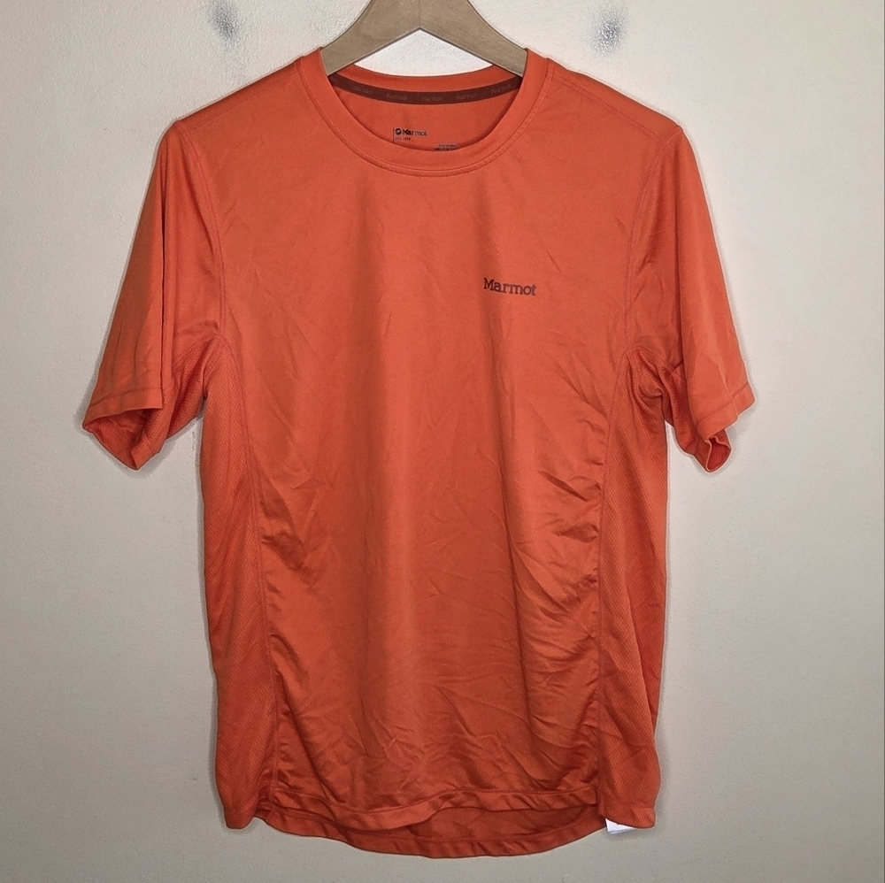 Marmot | Orange Short Sleeve Tee with Mesh Side Panels Size Small